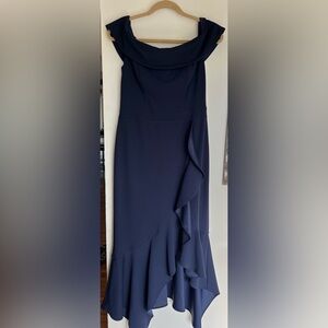 Aqua High-Low Navy Formal Dress